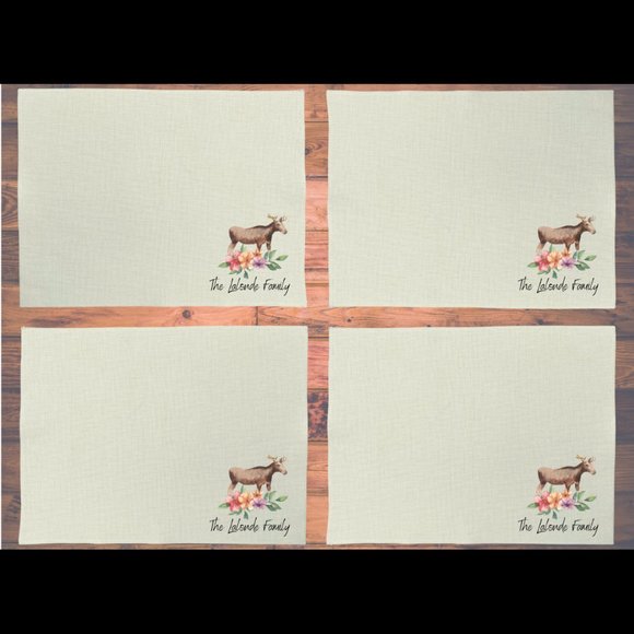 Set of 2 Personalized Linen Placemats-Moose - Picture 2 of 4